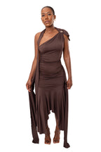 Saraya - Low Back Ruched Dress in Rich Coffee Brown