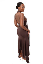 Saraya - Low Back Ruched Dress in Rich Coffee Brown
